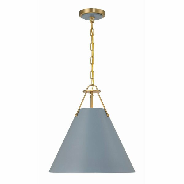 Crystorama Xavier 3 Light Vibrant Gold + Blue Pendant XAV-B8305-VG-BL